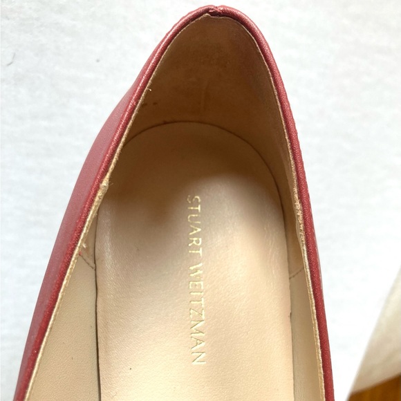 Stuart Weitzman - ballet Avenue Leather Flat in dark red size 9.5 - Picture 7 of 8